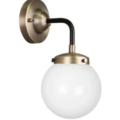 Alley 1 vägglampa IP44, Antikmässing-vit