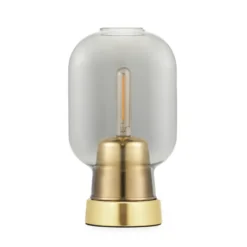 Amp bordslampa, grå-mässing