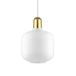Amp lampa liten, Vit-mässing