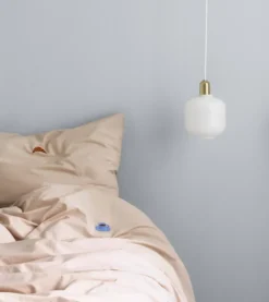 Amp lampa liten, Vit-mässing