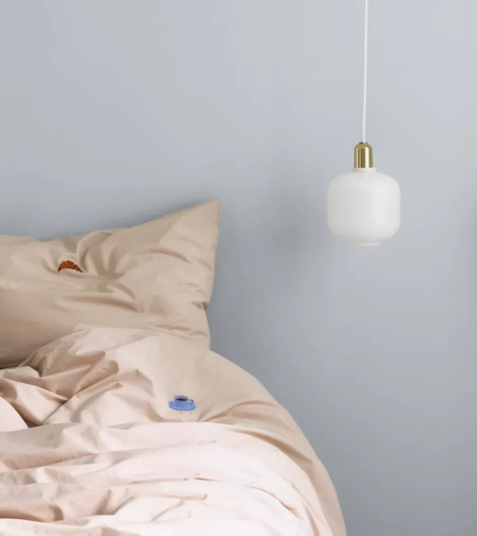 Amp lampa liten, Vit-mässing