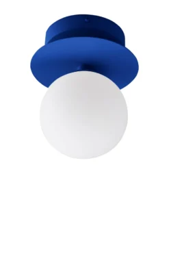 Art Deco IP44 vägglampa/plafond, Blå-vit