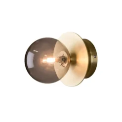 Art Deco 24 vägglampa IP44, rök/borstad mässing
