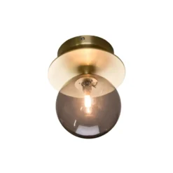 Art Deco 24 vägglampa IP44, rök/borstad mässing