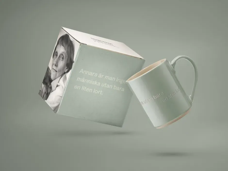 Astrid Lindgren mugg, annars är man ingen människa, Svensk text