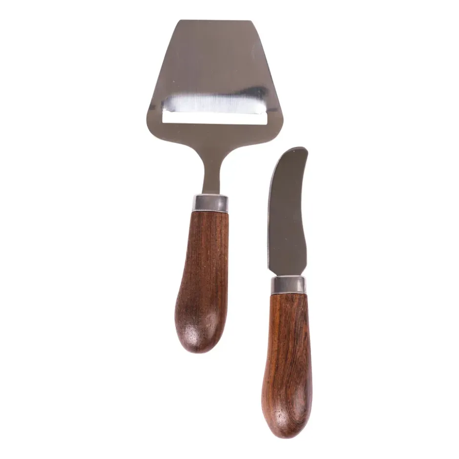 Astrid osthyvel och smörkniv, Brun-silver