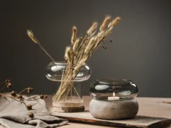 Bagel vas/ljuslykta 22 cm, Grå