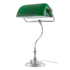 Bankirlampa bordslampa, Förnicklad-grön