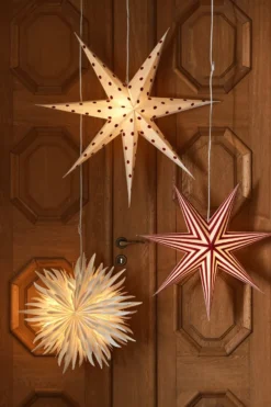Bare adventsstjärna vit-rödprickig, 80 cm