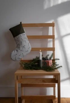 Barr julstrumpa 40 cm, Svart-grön-natur