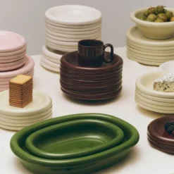 Barro ovalt serveringsfat, Green, small 20x27,5 cm