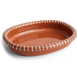 Barro ovalt serveringsfat, Natural with stripes, large 27x36 cm