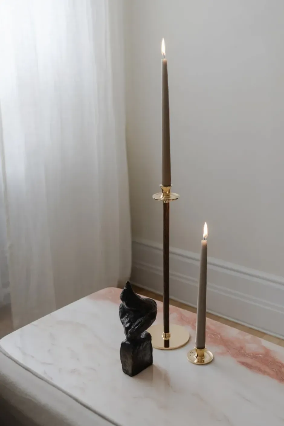 Basso låg ljusstake, Solid mässing