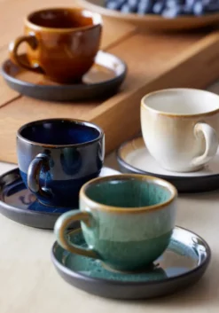 Bitz espressokopp med fat 7 cl, Amber-svart