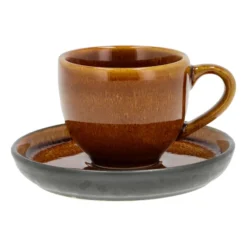 Bitz espressokopp med fat 7 cl, Amber-svart