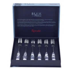 Blue Italian dessertgaffel 6-pack, Keramik-rostfritt stål