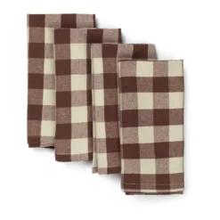 Bothy Check bomullsservett 40x40 cm 4-pack, Cinnamon-grey green