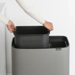 Bo touch bin 11+23 liter, Mineral concrete grey