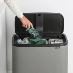 Bo touch bin 11+23 liter, Mineral concrete grey