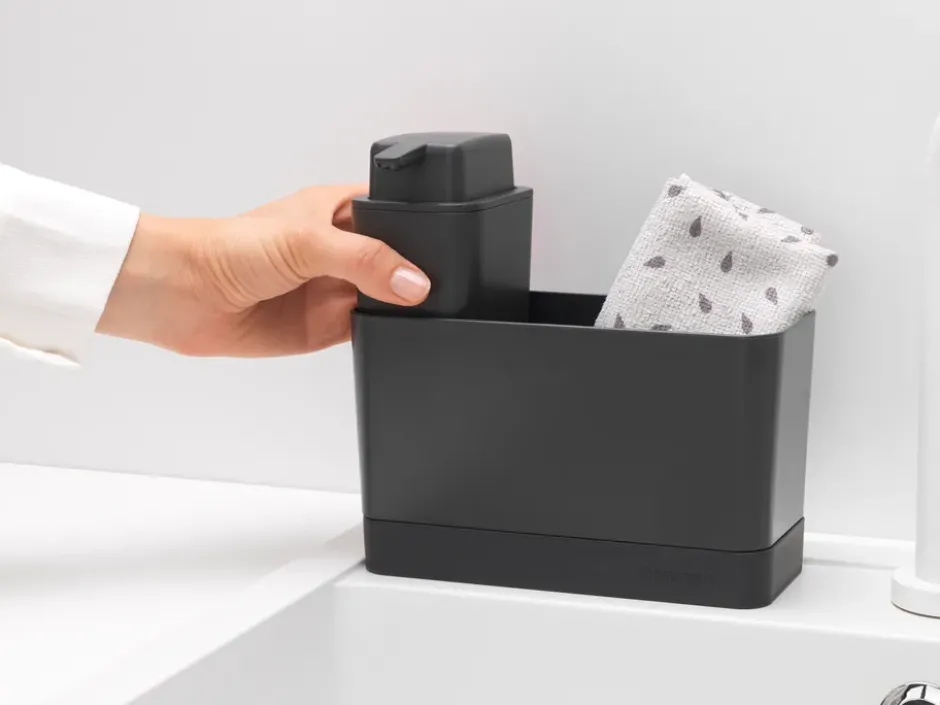 Brabantia diskbänksorganiserare med tvålpump, Mörkgrå