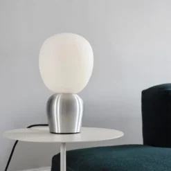 Buddy bordslampa opalglas, Slipad aluminium