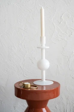 Bulb ljusstake 30 cm, Vit