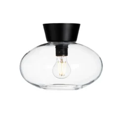Bullo plafond klarglas Ø27 cm, Mattsvart