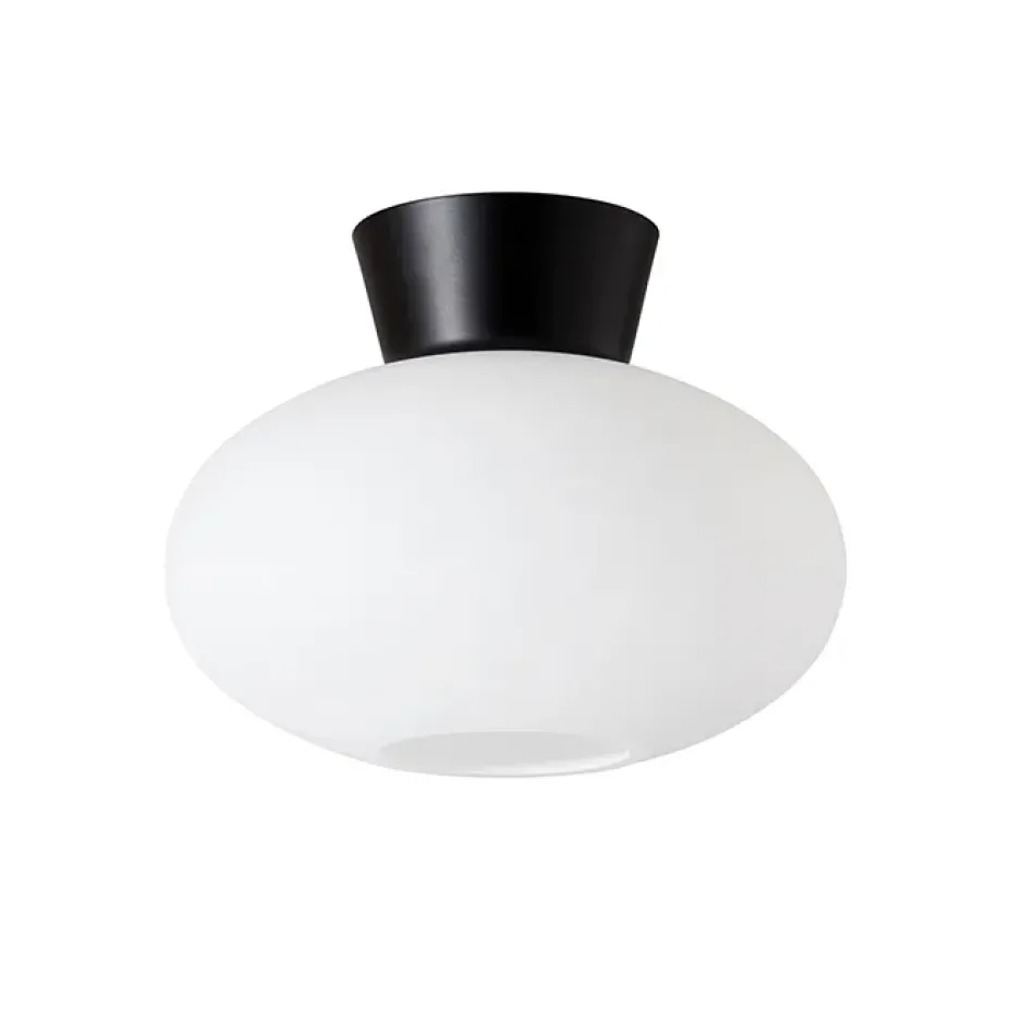 Bullo plafond opalglas Ø27 cm, Mattsvart