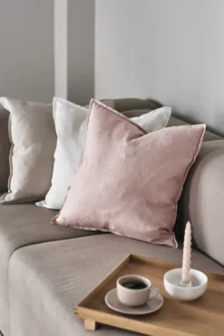 Calm kuddfodral linne 50x50 cm, Dusty Rose
