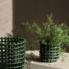 Ceramic flätad korg Ø16 cm, Emerald Green