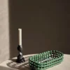 Ceramic flätad korg oval 15x30 cm, Emerald Green