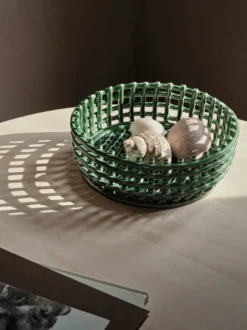 Ceramic flätad skål, Emerald Green