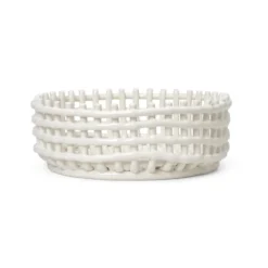 Ceramic flätad skål, Off-white