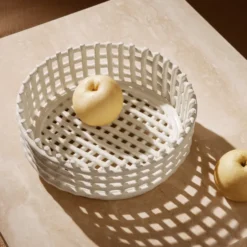 Ceramic flätad skål, Off-white