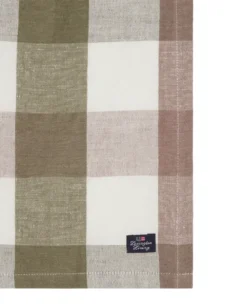 Checked Linen/Cotton tygservett 50x50 cm, Olive