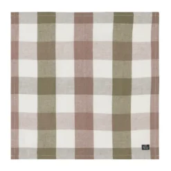 Checked Linen/Cotton tygservett 50x50 cm, Olive