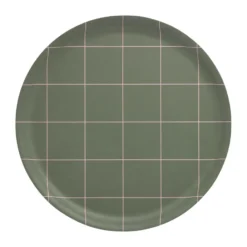 Checks & Stripes bricka Ø35 cm, Olive