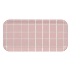 Checks & Stripes bricka 13x27 cm, Rosa-vit
