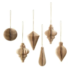 Christmas mix julhänge 6-pack, Natural brown