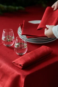 Clean linneduk 145x250 cm, Red