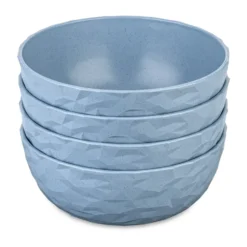 Club skål Ø16,2 cm 4-pack biocirkulär termoplast, Nature flower blue