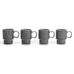 Coffee & More espressokopp 4-pack, Grå