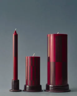 Column Candle blockljus small 15 cm, Wine-bordeaux