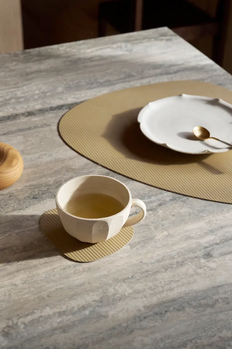 Corduroy glasunderlägg curve, Khaki