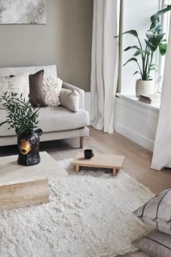 Cozy ullmatta naturvit, 170x240 cm
