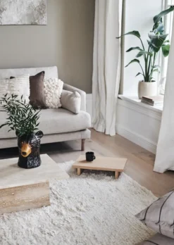 Cozy ullmatta naturvit, 200x300 cm