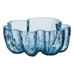 Crackle skål 10,5 cm, Cirkulärt glas (blå)