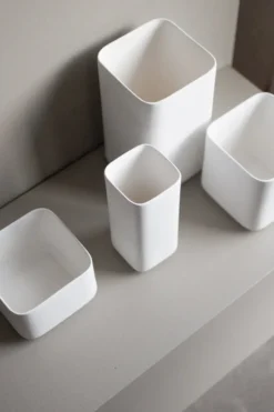 Cube kruka large 13 cm, Matte white