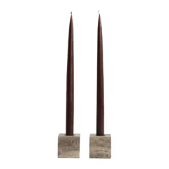 Cube ljusstake 2-pack, Silver Travertine