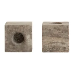 Cube ljusstake 2-pack, Silver Travertine